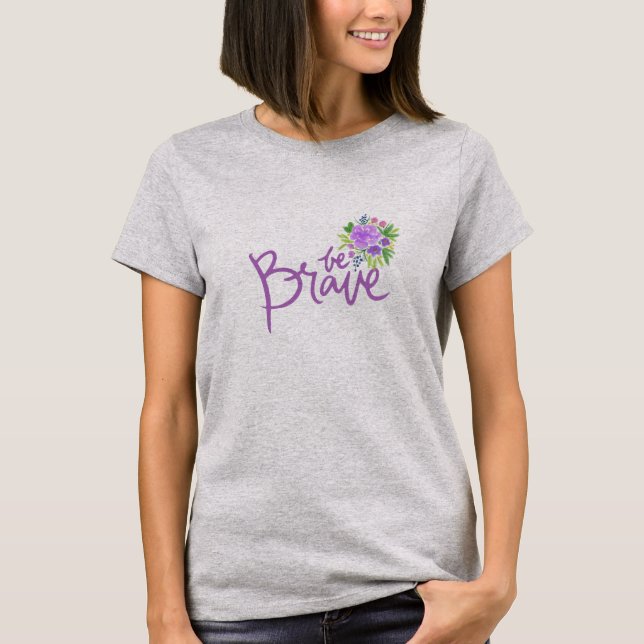 Var Modig känslig Blommigt Kvinnor i vitt T Shirt (Framsida)