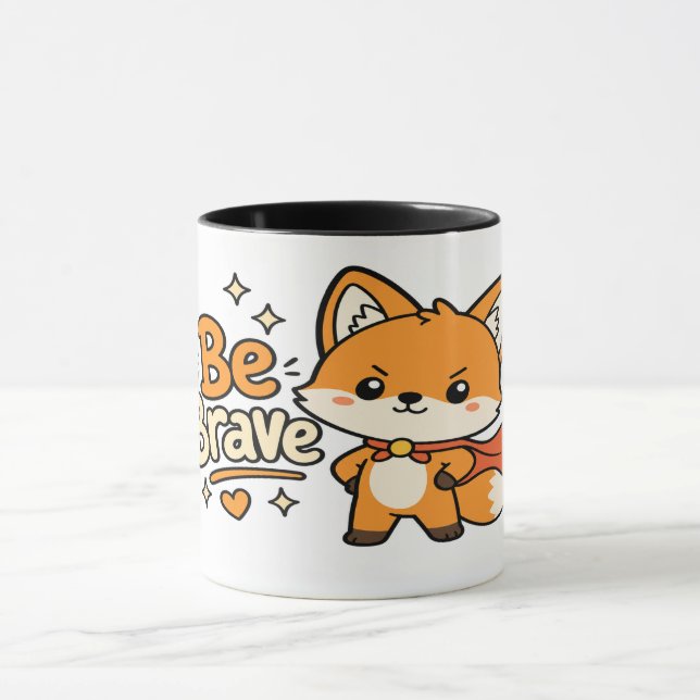 Var Modig Kawaii Räv Superhjälte Motivation Mugg (Center)