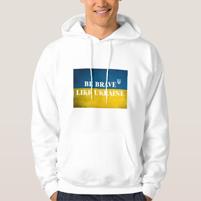 Var modig som ett ukrainskt texturcitat hoodie (Framsida)