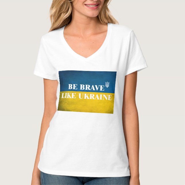 Var modig som ett ukrainskt texturcitat t shirt (Framsida)