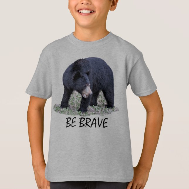 Var Modig - svart björn T Shirt (Framsida)
