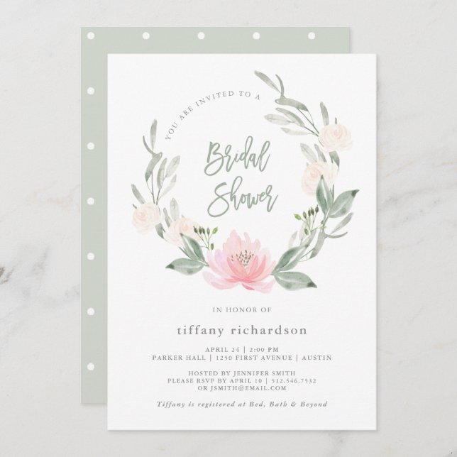 Vår| Möhippa för Blommigt av vattenfärg Inbjudningar (Fram/baksida)