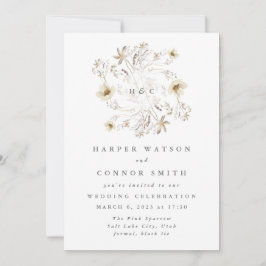 Vår Monogram Elegant Wildblomme Blommigt Inbjudningar