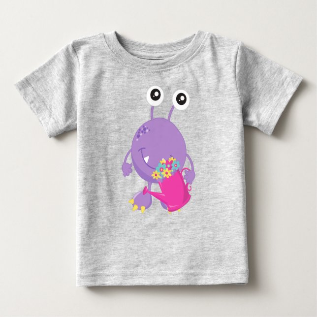 Vår Monster, färgblommor, Lila Monster T Shirt (Framsida)