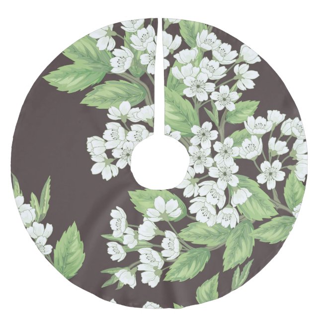 Vår mönster, grönt grenar sömlös. julgransmatta borstad polyester (Framsidan)