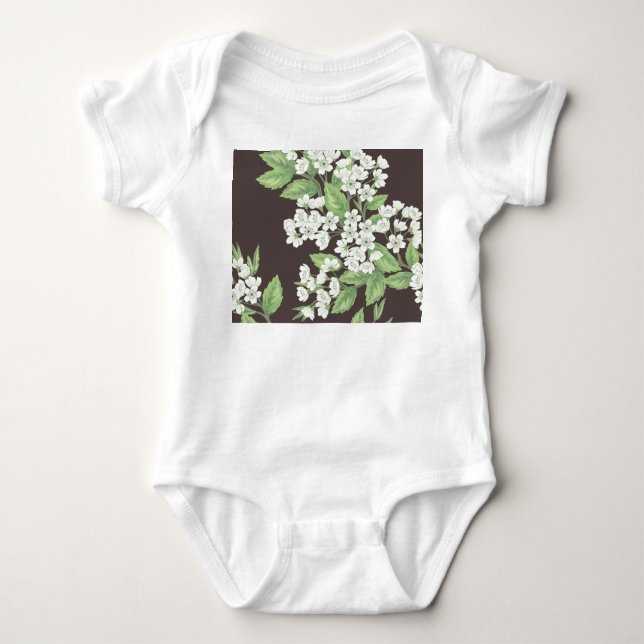 Vår mönster, grönt grenar sömlös. t shirt (Framsida)