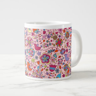 Vår mönster med färgade blommor jumbo mugg
