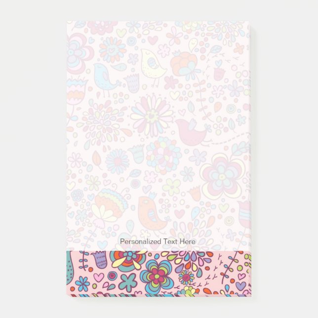 Vår mönster med färgade blommor post-it block (Framsida)
