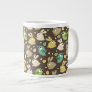 vår mönster med påskägg,fåglar jumbo mugg