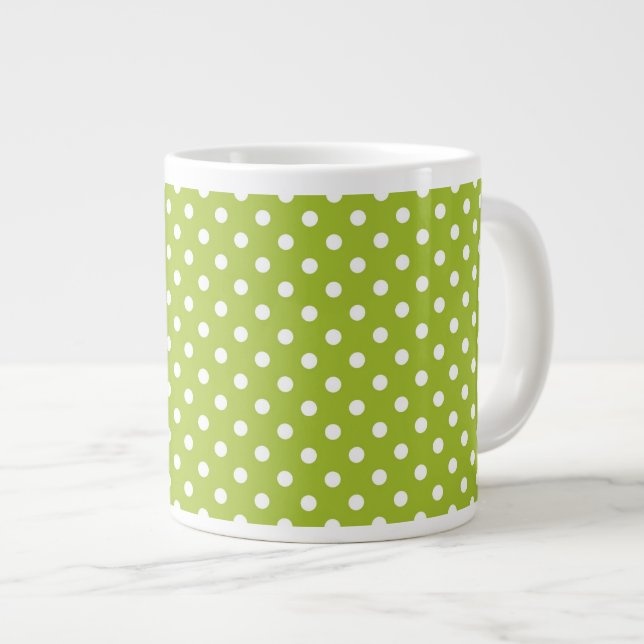 Vår mönster med vit polka dots jumbo mugg (Framsida höger)