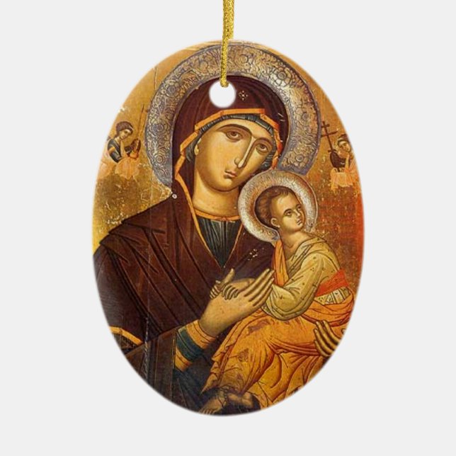 Vår Mor i Perpetual Help Julgransprydnad Keramik (Framsidan)