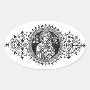 Vår Mor i Perpetual Help Ovalt Klistermärke