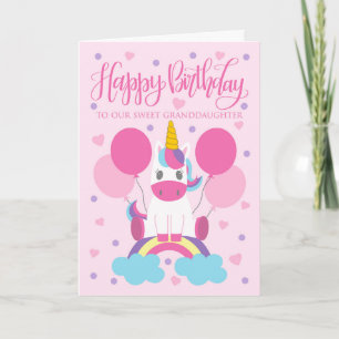 Vår mordotter Unicorn på Rainbow Birthday Kort