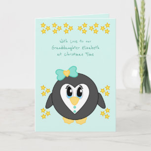 Vår mordotter vid julets söta penguinmynta helgkort