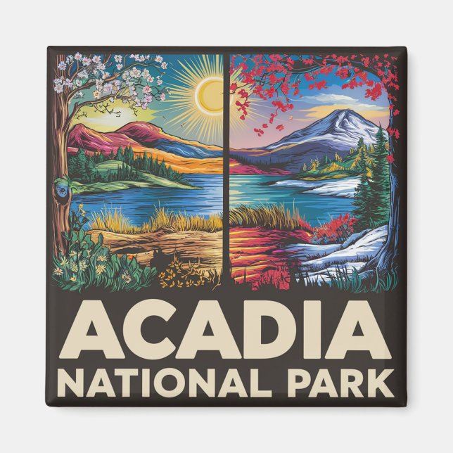 Vår mot Autumn Acadia National Park Gift Magnet (Framsidan)