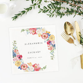 Vår Multi Färg Blommigt Napkins Pappersservett