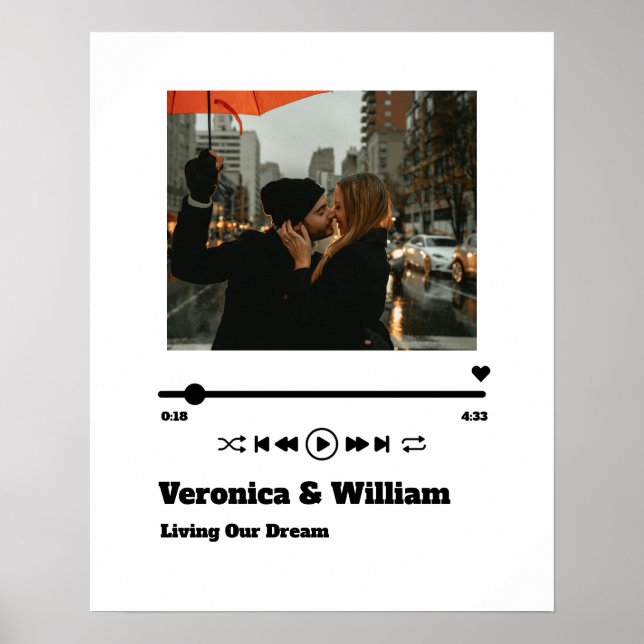 Vår musikspelare i Sång Anpassningsbar Kärlek Sång Poster (Framsidan)