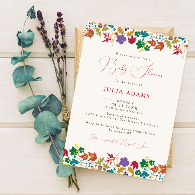 Vår Mustard Gult Lila Flower Baby Shower Inbjudningar (Skapare uppladdad)