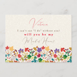Vår Mustard Gult Lila Flower BridesmaidCard Meny