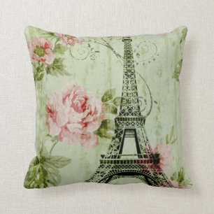 vår mynta rosa blommigt fransk paris eiffel torn kudde