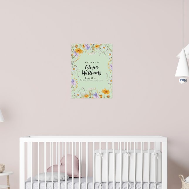 Vår mynta vildblomma blomsterfirande välkommen Bab Poster (Barnkammare 2)