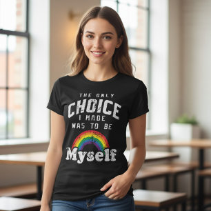Var Myself Regnbåge HBTQ Stolthet Typografi T Shirt