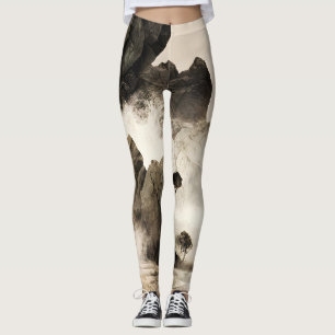 Vår Mystisk Räv Dimmig Berg Minimalistisk Zen Leggings
