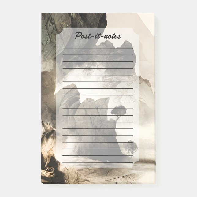 Vår Mystisk Räv Dimmig Berg Minimalistisk Zen Post-it Block (Framsida)