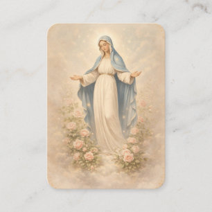 Vår Nådens Madonna Rosa Minnesgåva Bön Visitkort
