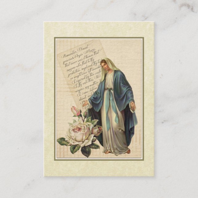 Vår Nådens Maria Memorare Heliga Kort (Framsida)