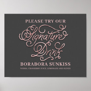 Vår Namnteckning Drink Bröllop Pub-signal Poster