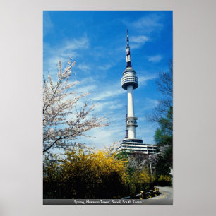 Vår, Namsan Torn, Söul, Sydkorea Poster