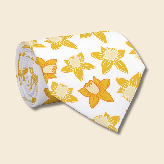 Vår Narciss mönster Slips (Daffodil spring floral tie)