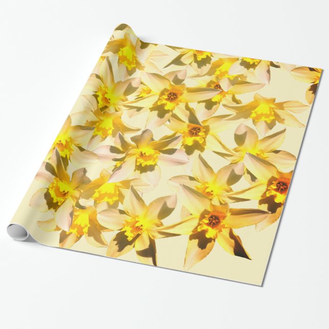 Vår Narcissblommor Foto Gåva  Papper Presentpapper (Utrullad)