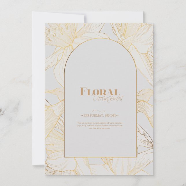 Vår narcisser blommor linje konst. inbjudningar (Framsida)