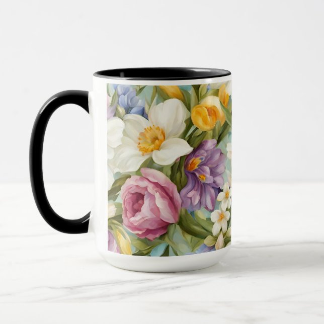 Vår. Narcissus, Hyacinths, Tulips, Påskägg Mugg (Vänster)