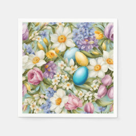 Vår. Narcissus, Hyacinths, Tulips, Påskägg Pappersservett