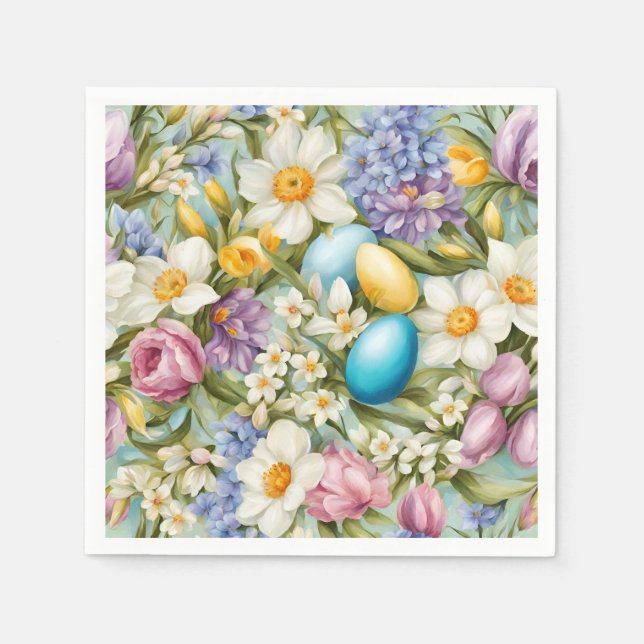 Vår. Narcissus, Hyacinths, Tulips, Påskägg Pappersservett (Framsidan)