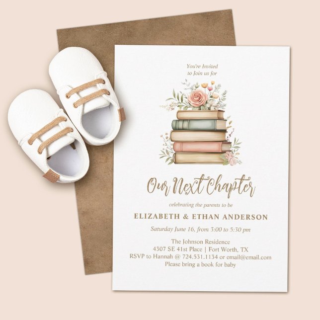 Vår nästa kapitel Storybook Baby Shower-inbjudan Inbjudningar (Our next chapter baby shower invitation. Great for a "books for baby" baby shower theme)