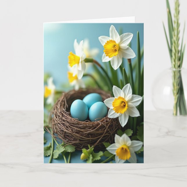 Vår Nästeägg Blommar Konstkort Kort (Framsida)
