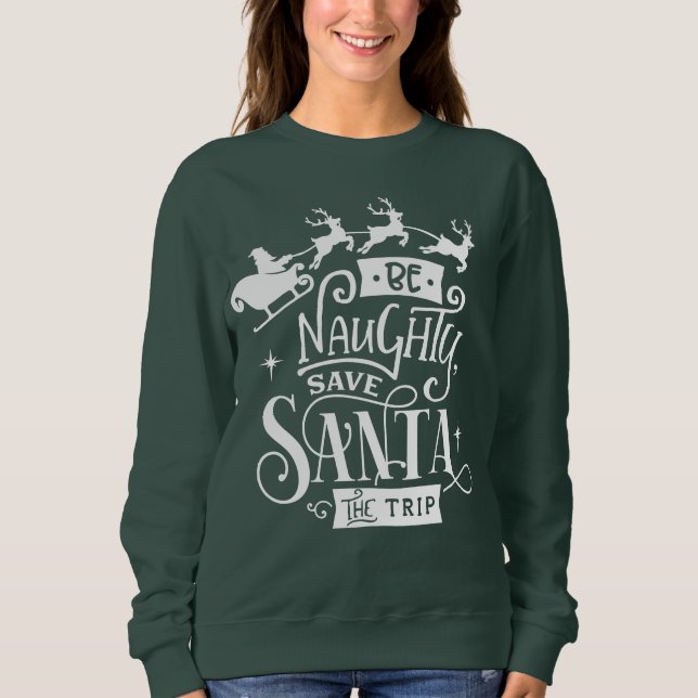 Var Naughn Spara Santa, jultomten i Resa T Shirt (Framsida)