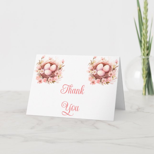 Vår: Nest Baby Shower Tack Kort (Framsida)