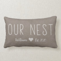 Vår Nest Namn Est. Rustic Linen Personlig