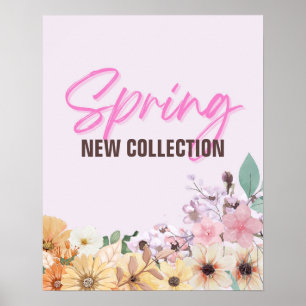 Vår New Collection Sign, Retail Store Rosa Poster