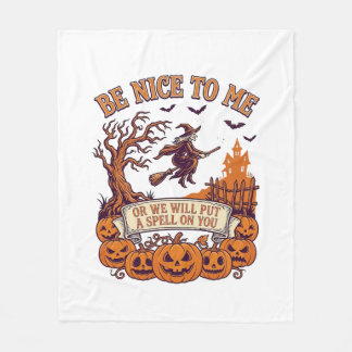 Var Nice Me Halloween Häxa Kvast Pumpa_1 Fleecefilt