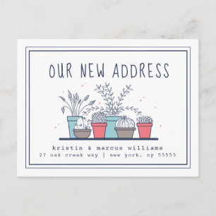 Vår Ny adress Doodle House Plants Vykort