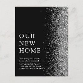 Vår nya Elegant Silver Glitter Black Flytta Meddelande Vykort
