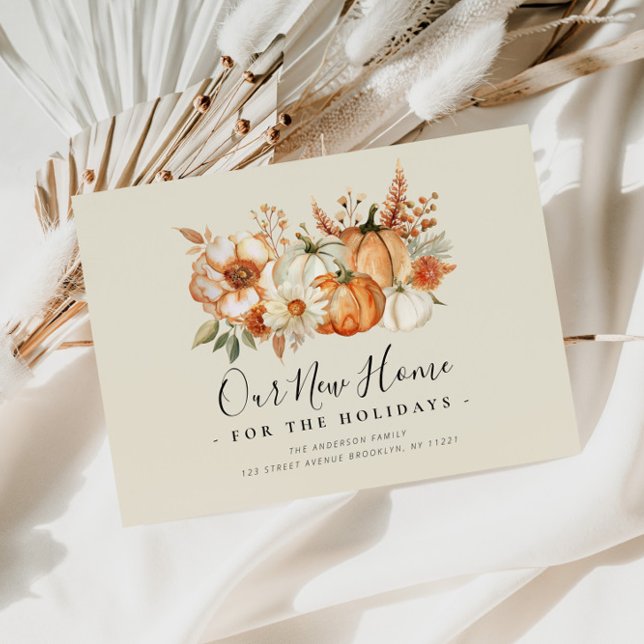 Vår nya hem tacksgiving flytt meddelande vykort (Skapare uppladdad)