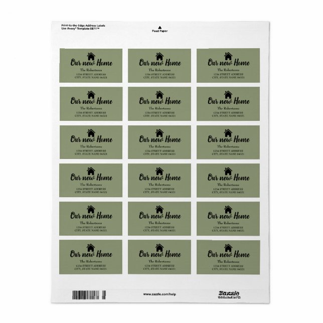 Vår nya hemetikett adressetikett (Helt Ark)