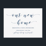 Vår nya hemsida Adress, Flytta annonsering Vykort<br><div class="desc">Denna moderna,  roliga utformning,  nya hem,  nya flyttor,  byte av vykort för adress (vårt nya hem). Det är perfekten att meddela dina vänner och din familj,  som du har flyttat. (Blått typsnitt i flottan)#TeeshaDerrick</div>